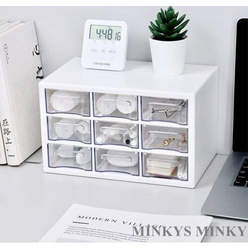 New Arrival 9 Grid Desktop Organizer Desk Storage Box 1PC Free Sticker Kawaii School Stationery Accessories