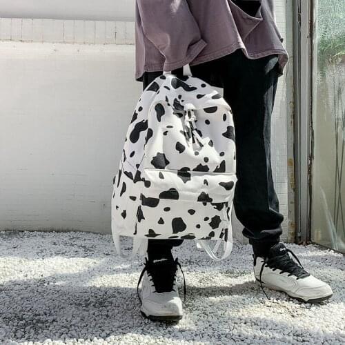 New Trend Backpack Cow pattern Women Backpack Canvas Travel Anti Theft School Bags For Teenage Girls Shoulder Bags Women