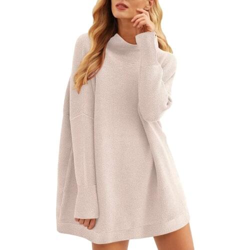 Autumn Winter Women Sweaters Elegant Solid Color Turtleneck Long Knitted Sweater Fashion Long Sleeve Pullover Tops Plus Size