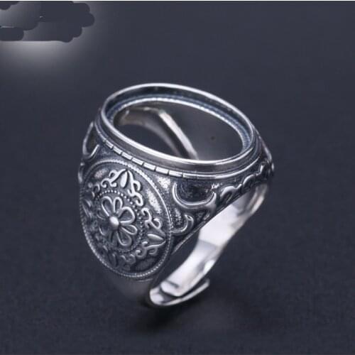16*22.5mm 925 STERLING SILVER mens Semi Mount Bases Blanks base blank Pad VINTAGE ring ring Setting jewelry DIY A4944