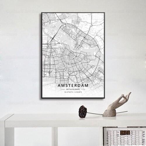 The Hague Leiden Heerlen Amsterdam Dordrecht Leeuwarden Netherlands Map Poster