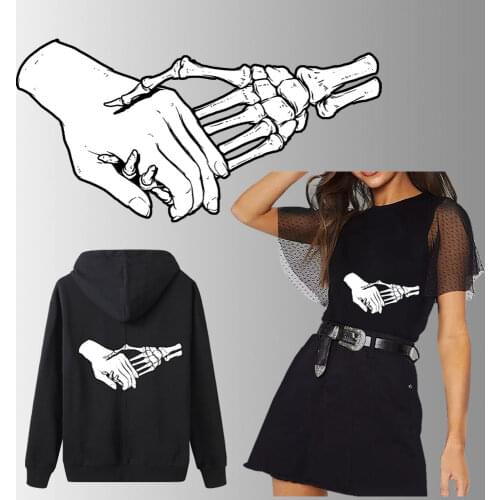 Cool Patch Iron On Transfer Skull Patches for Clothes T-shirt Washable Stickers Applique Thermal Press Diy Clothing Accessories