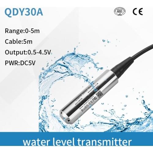 QDY30A water level sensor liquid level sensor 0.5-4.5V output 5M range DC5V Power tank transmitter sensor tank level sensor