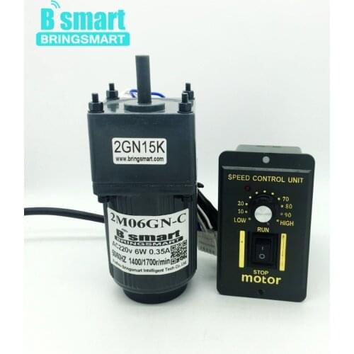 Bringsmart 2M06GN-C AC Gear Motor 220V 6W Single-phase Motor Speed Reversible Mini Speed Regulation High Torque Micro Gear Motor
