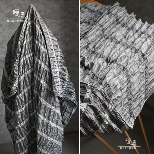 Retro Tulle Fabric silver pleated folds Micro elastic DIY patchwork bazin riche DIY Clothes Skirt Pants Dress Designer Fabric