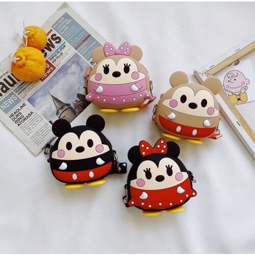 Disney Cartoon Backpack for Children Mickey Minnie Mouse Bag Waterproof Silicone Bag Baby Girl Kindergarten Primary Schoolbag