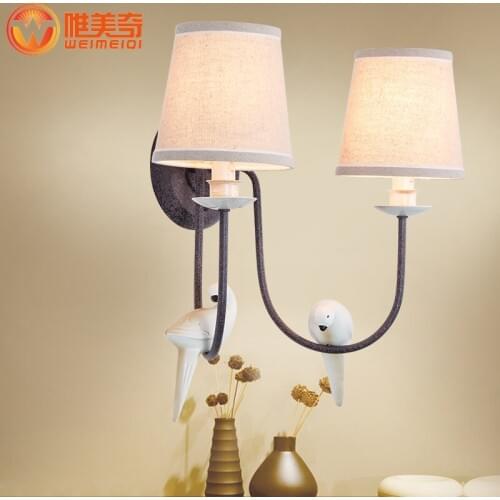 Nordic French Antique aisle staircase flower bird decorative wall lamp bedroom bedside living room wall lamp