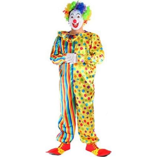 Funny Adult Circus Clown Costume Comedy Spotted Outfit Carnival Party Fancy Dress Holiday DIY Decorations