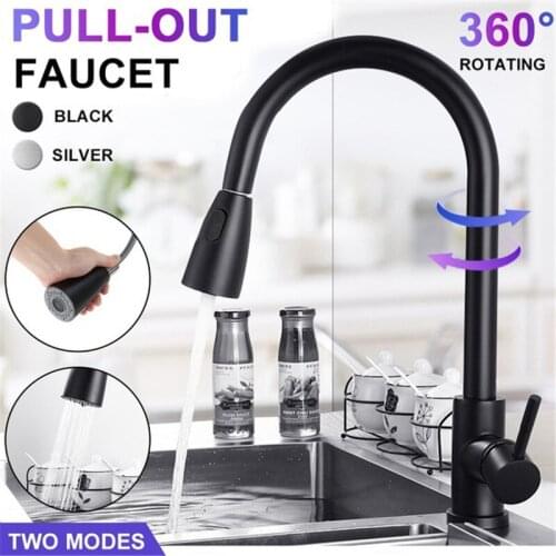 Kitchen Sink Faucets Pull Out Faucet Single-Handle Water 360 Rotation Mixer Tap Sprayer Faucet Stream Deck Bathroom Hot Cold Tap