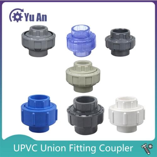UPVC Union Pipe Fittings Coupler Water Connector for Garden Irrigation Hydroponic System ID 20mm--110mm 1Pcs