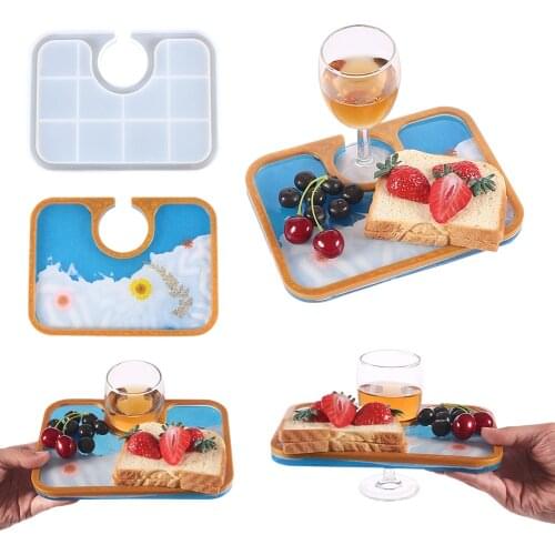 Afternoon Tea Plate Rectangle Tray Silicone Mold DIY Food Serving Board Dish Coaster Craft Casting Home Table Decoration