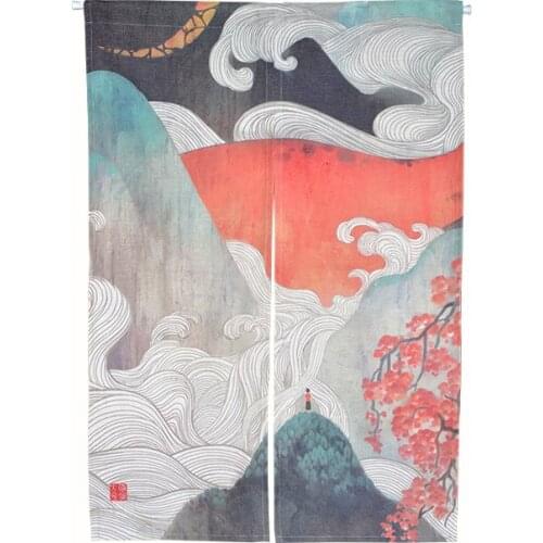Japanese style fabric curtain partition curtain household bedroom kitchen half curtain decoration hanging door screen