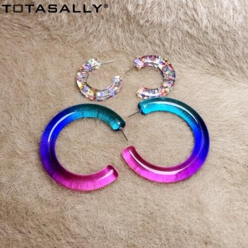 TOTASALLY Fashion womens colorful Acrylic Big size Stud Earrings for party night club show