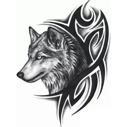 1PCS Waterproof Temporary Tattoo Sticker Crow Tiger Ganesha Wolf Forest Tatto Stickers Flash Tatoo Fake Tattoos For Women Men