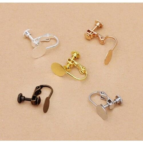 Mibrow 5pcs/lot Gold Silver Color 8mm Copper Earrings Hook Clasps Settings Earrings Clip for DIY Earrings Ear Jewelry Making