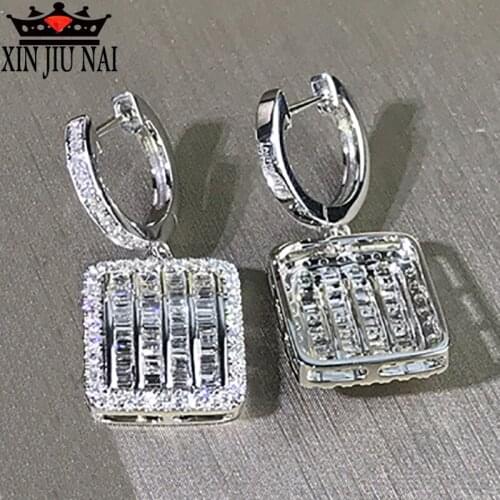 Creative platinum plated Zircon Earrings full of diamond luxury super flash charm high sense womens jewelry