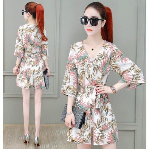 Rompers Women 2021 Female Summer Chiffon Jumpsuits Ladies Korean Version Wide leg Shorts Rompers Fashionable Casual Jumpsuits A