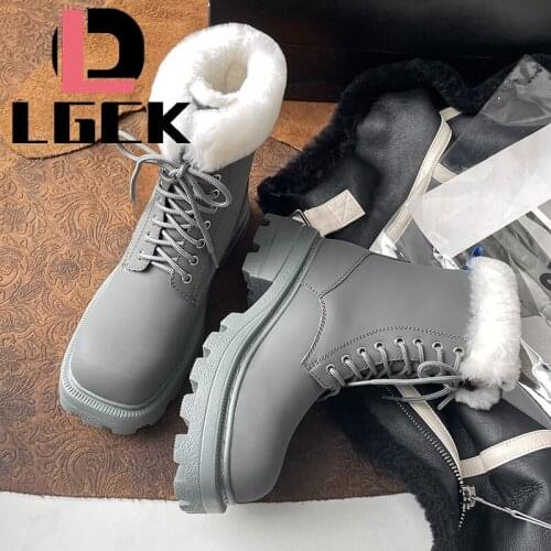 Plus Size 34-43 Warm Boots Winter Fur Genuine Leather Casual Comfortable Flats Martin Boots for Women Fashion Snow Boots Shoes