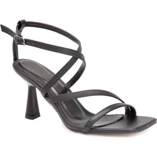 Gedikpasalı Bno 846 Black 2021 Summer Ladies Shoes Evening Party Pencil Heel Cross Strappy Dresses Business Classic Elegant Stylish Casual