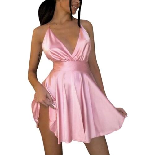 V-neck Sukienka Womens Summer Vintage Boho Mini Vestidos Maxi Evening Party Beach Dresses Above Knee A-line Solid Color Sukienka