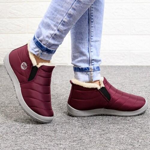 Winter Warm Women Snow Boots Solid Waterproof Uppers Short Plush Insole Soft Thick Sole Non Slip Casual Ladies Shoes Female Pop