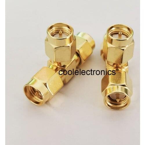 10pcs SMA Male to 2 SMA Male Plug 3 Way RF Coaxial Adapter Connector