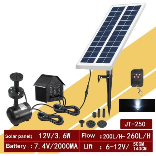 12V 3.6W Solar Fountain Pump+ Battery+ Remote Controller Solar Panel Water Fountain Pump For Garden Waterfall