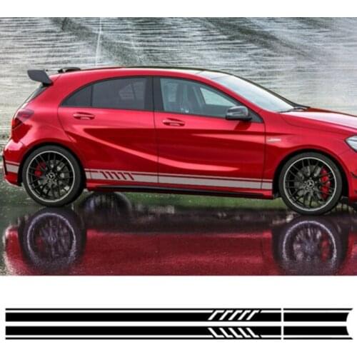 2Pcs/lot Car Waist Side Skirt Stickers Decal Auto Vinyl Wrap For Mercedes Benz AMG A C Class W177 W205 W203 W204 Car Accessories