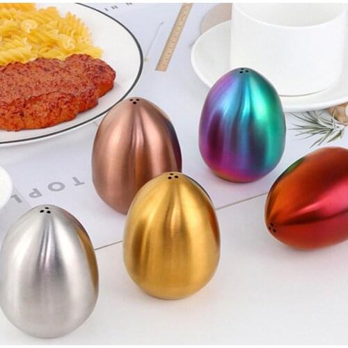 2021 Rainbow Salt And Pepper Shaker Cute Egg-shaped Steel Condiment Jar Suitable For Household And Kitchen Appliances