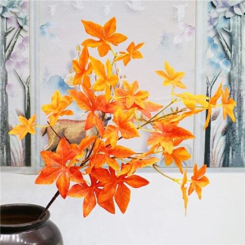 78cm 4 Fork Fake Maple Leafs Bouquet Large Artificial Tree Branch Autumn Leaves Farmhuse Plants For Wedding Halloween Home Decor