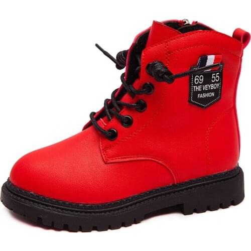 Boys girls Genuine Microfiber Martin boots Childrens Shoes 2020 Spring New Anti-kick Soft bottom Wearable boots size 26 to 37