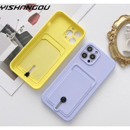 Pushable Card Slot Case For iPhone 12 Pro Max iPhone 11 Pro Max XS XR X 8 7 Plus SE 2020 Shockproof Soft Silicone Case Cover