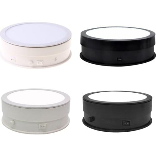15/20cm Electric Turntable Display Stand LED Light Rotating Table Watch Bracelet Jewelry Holder