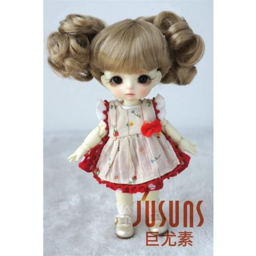 JD275 1/8 1/6 1/4 YOSD MSD Cute Synthetic Mohair Doll Wigs Lovely Two Curly Pony BJD Wig Size 5-6inch 6-7inch 7-8 inch Doll Hair