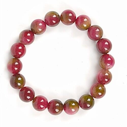 Red and Green gold color scheme as the water 10 MM Tourmaline seven -color Bracelet.For both the men a