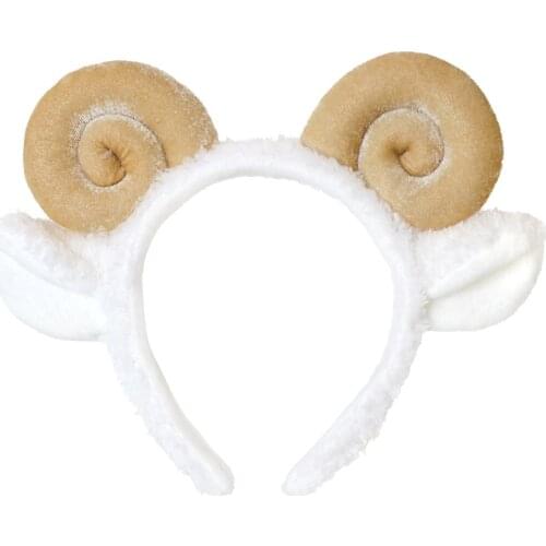 Cute Sheep Horn Lamb Ear Soft Fleece Women Headband Makeup Shower Head Hair Band for Washing Face Shower Spa