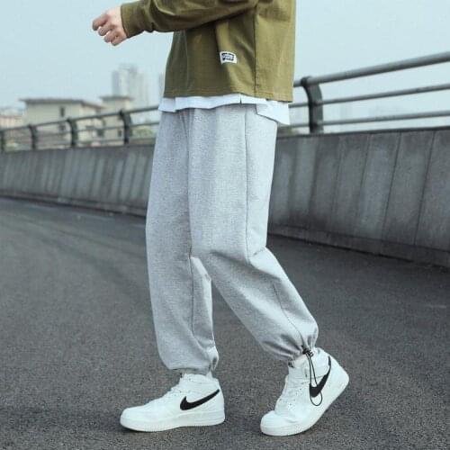 Fashion Running Pants Mens 2021 Students Thin Sweatpants Casual Sportswear Sports Loose Simple Nine-point Streetwear Trousers