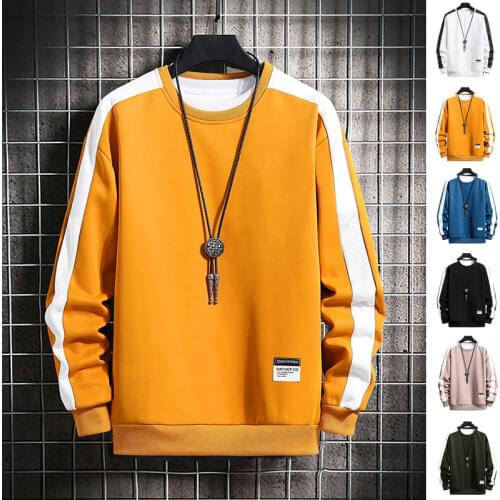 2021 Fashion Hoodies Men Harajuku Style Round Neck Long Sleeve Mens Sweatshirts Casual Multicolor Autumn Hoodie Male Pullover