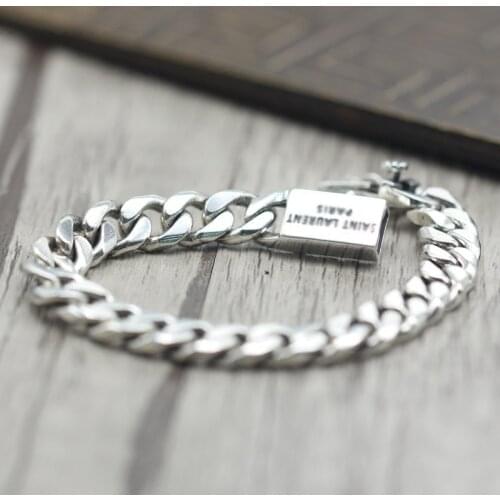 Personality Men Women Braided Chain Thai Silver Simple Generous Smooth Retro Bracelet Sterling Silver 925 Jewelry