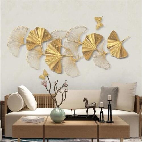 Milofi new chinese style golden stereo line ginkgo biloba tv sofa large background wall paper mural