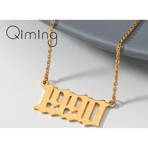 Handmade Date Year Number Necklace Women Men The Shape of 1990 1996 1998 1994 Pendant Necklaces Collares