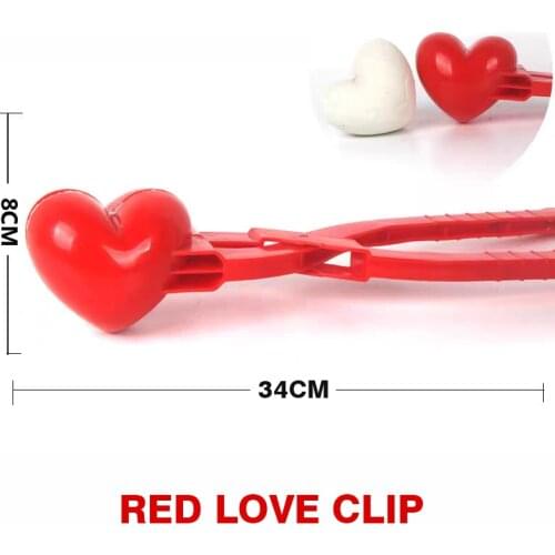 34*8cm Heart Shaped Snowball Maker Plastic Sand Ball Tool Clip For Making A Sand Building Game Winter Kid Toys
