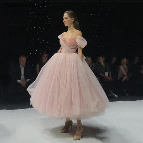 فساتين الس A Line Pink Off The Shoulder Prom Dress Ankle Length Beads Backless Lace Formal Evening Party Gowns vestidos de festa