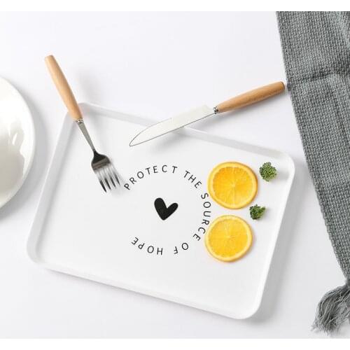 Nordic-Style Simple Plastic Tray Rectangular Household Bread Breakfast Plastic Plate Hotel Special