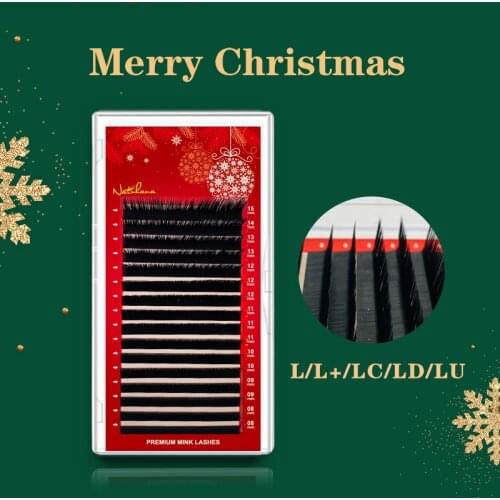 Christmas Gifts L / L+ / LC / LD / LU(M) Eyelashes Matte Black PBT Mink Eyelash Extension for Grafting L Shaped lashes 8-15mm