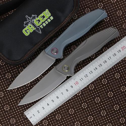 Green thorn F7 Flipper folding knife bearing M390 blade TC4 Titanium handle outdoor camping hunting pocket fruit knife EDC tools