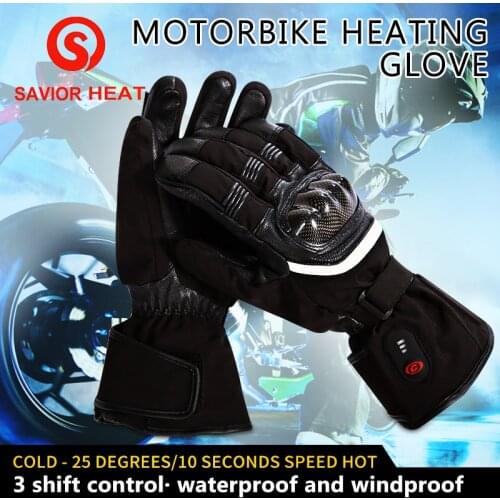 SAVIOR HEAT Heating Cycling Gloves Outdoor Sport Riding Racing Waterproof Windproof Full Fingers Gloves 3 Level Men Women 2020