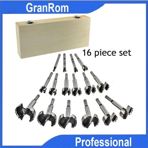 Drill Bit Reamer Door Lock Hinge Drill Bits Desktop Round Wood Punching 16pcs 15pcs Woodworking Multi-Tooth Flat Wing Drill Bits
