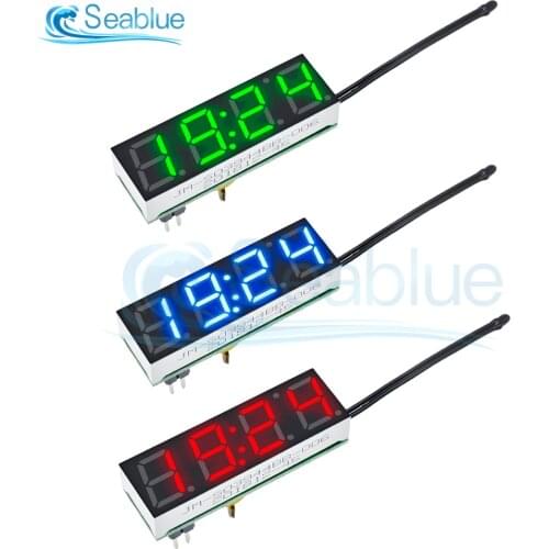 Red Blue Green 3 In 1 LED DS3231 DS3231SN Digital Clock Temperature Voltage Module Time Thermometer Voltmeter Board DC 5V-30V