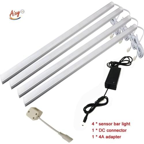 DC 12V Sensor LED Cabinet Light Touch Motion Kitchen Lights 50cm LED Bar lamps Bedroom Closet Wardrobe lighting with adapter